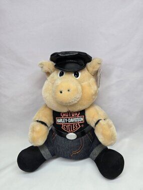 PLAY by PLAY Harley Davidson 10" Plush Stuffed Pig Hog Vintage 1993 Motorcycle